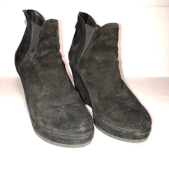 GEOX | Black Suede Wedge Booties | Size 38 US 7.5 - Picture 2 of 12